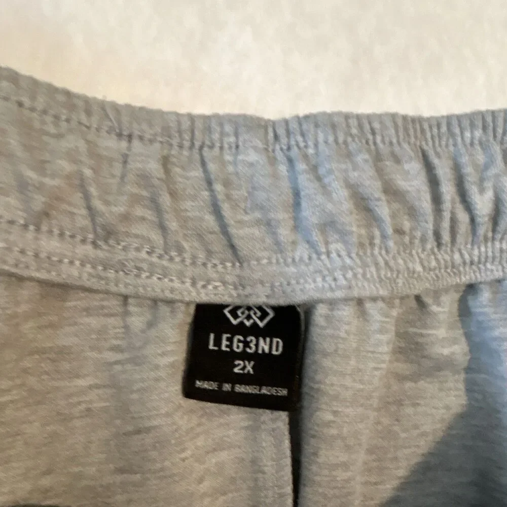 LEG3ND Men's Gray Jogger Pants 2X Knit Polyester with Pockets